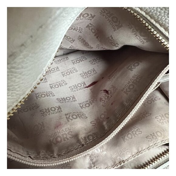 Michael Kors AUTHENTIC Vanilla Megan Lg Satchel Soft Pebbled Leather Handbag - Picture 12 of 12